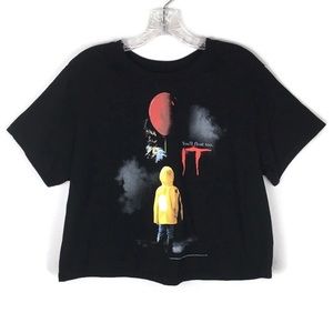 It Clown Movie Short Sleeve Cropped You’ll Float Too Tee in Black